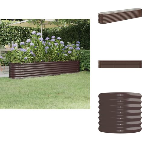 Lit surélevé de jardin Acier enduit de poudre marron - Jardinière Surélevée - Bac À Fleurs - Pot De Fleurs Extérieur - Décoration Jardin - Balcon (1/5)