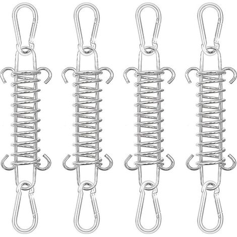 Tendeur voile d'ombrage Lot de 4 ressorts de tension inoxydables 8 mousquetons Haute résistance pour vent fort Installation rapide (1/5)
