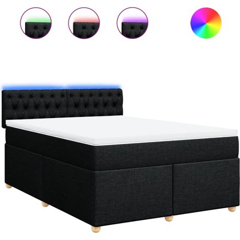 Maison Exclusive - Cama box spring con colchón tela negro 140x190
