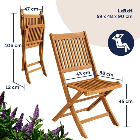 CASARIA® Ensemble de meubles de jardin SYDNEY salon de jardin en bois d'acacia certifié FSC® pour 4 personnes table exterieur pour terrasse version 2026-Sans accoudoirs