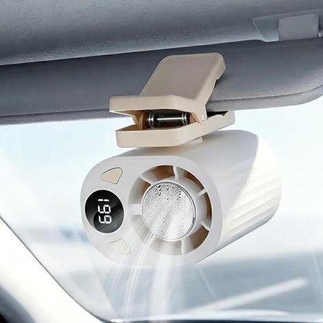 Ventilateur à pince portable 2026 pour voitures, rechargeable par USB, refroidissement à 360°, 199 vitesses – Pour lits, parasols, pare-soleil et poignées de voiture (blanc) (1/5)