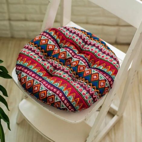2 pcs Coussins de chaise de salle à manger bureau - Coussin d'assise moelleux - Coussin rond épais - Style ethnique (1/3)