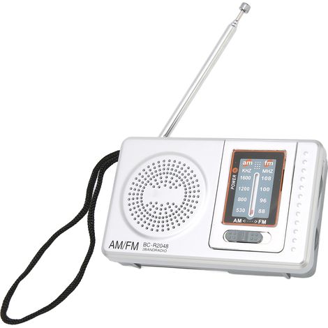 Radio portable mini AM/FM multifonction gris argenté (BC-R2048, sans piles) (1/5)