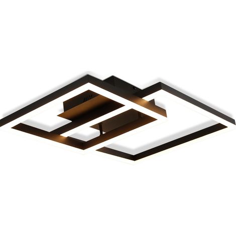 GBLY Deckenlampe LED Deckenleuchte Wohnzimmer - Schlafzimmerlampe Schwarz 61CM Wohnzimmerlampe Dimmbar Modern Design mit Fernbedienung 50W Deckenbeleuchtung für Schlafzimmer Küche Büro Esszimmer Flur