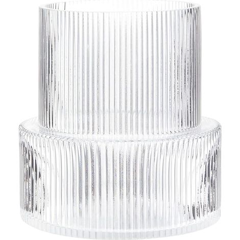 Vase en verre côtelé pour fleurs, vases à tulipes, transparents cannelés salon, salle manger, chambre coucher, étagère, mariage, bureau, table basse, anniversaire (1/5)