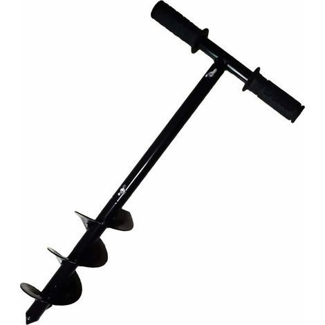Tarière de jardin manuelle 10x60cm – Acier allié haute résistance – Revêtement peinture noire anti-rouille – Pointe améliorée pour sols durs (1/5)