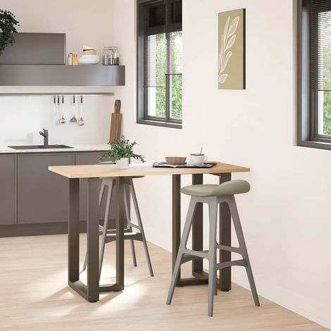 vidaXL Bar Table Legs T-Shaped 2 pcs Natural Steel 60x35x(90-91) cm Steel (1/5)