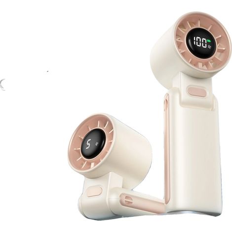 Tragbarer Ventilator, wiederaufladbarer Akku, 5 Geschwindigkeitsstufen, WEISS (1/2)