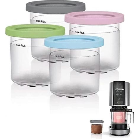 BelleRise - Pots à glace avec couvercle, compatibles pots Ninja Creami modèles NC301, NC300 et NC299AMZ (FMY)-FS bleu (1/5)