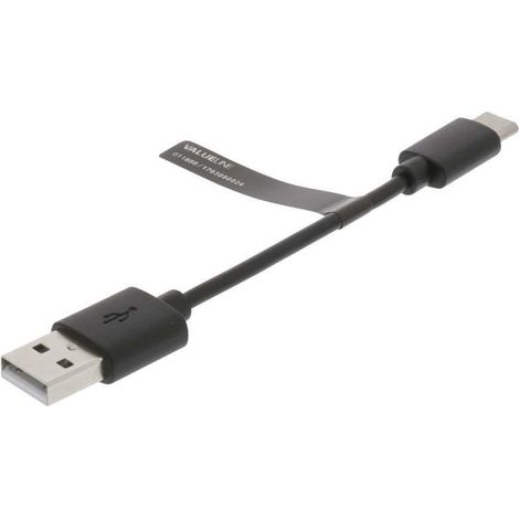 Nedis USB-Kabel / USB 2.0 / USB-A Stecker / USB-C™ Stecker / 15 W / 480 Mbps / Vernickelt / 0.10 m / Rund / PVC / Schwarz / Box (1/4)