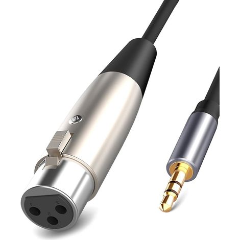 Câble audio auxiliaire jack stéréo 3,5 mm mâle vers XLR 3 broches femelle pour haut-parleurs et table de mixage