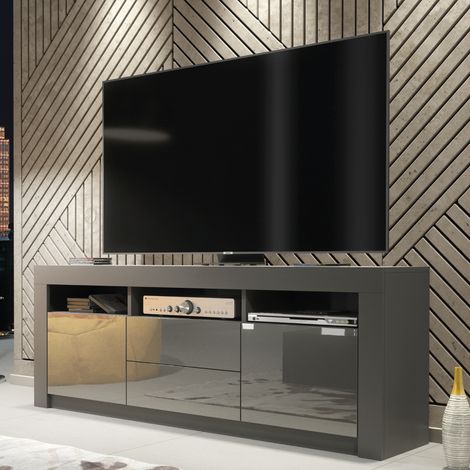 Shine TV Unit 160cm - Dark Grey with Gloss Doors (1/5)