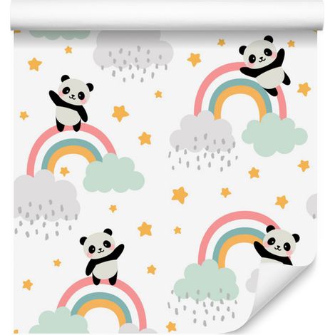 Papier peint panda avec arc-en-ciel pour salon et chambre 50x1000 cm (1/5)