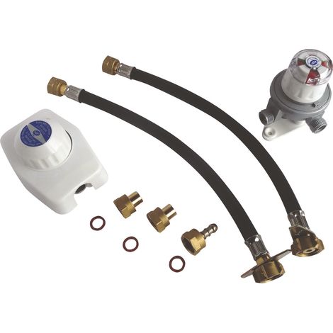 Ensemble détendeur gaz 1,3 Kg/h + inverseur avec lyres pour 2 bouteilles BUTANE