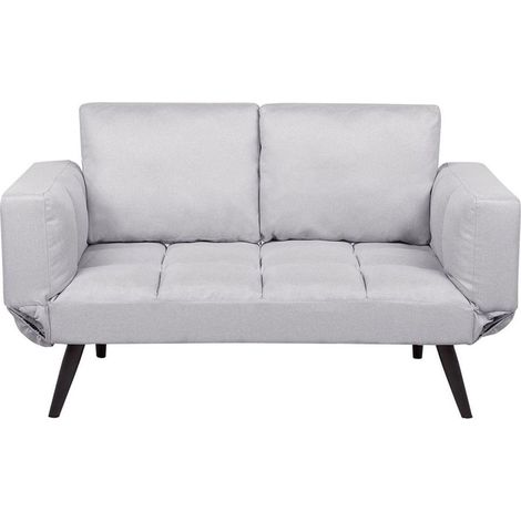 Sofá cama 2 plazas gris claro reposabrazos ajustables estilo minimalista Brekke (1/5)