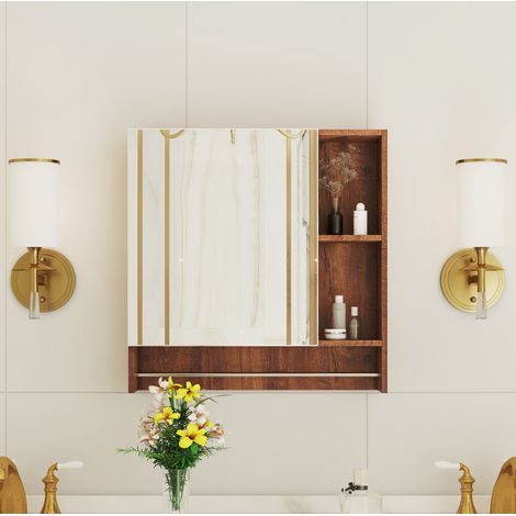 mueble baño con espejo y estantes MDF 69 cm OKMYHOME (1/5)