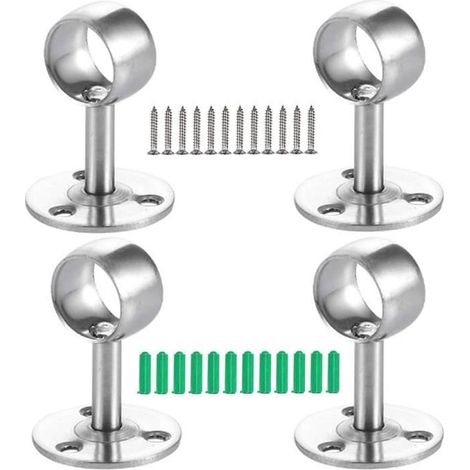Support pour Tringle à Rideau - ZVD - 4Pcs - Acier Inoxydable - Argent - 22mm Diamètre PZCC (1/4)