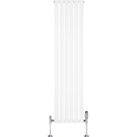 Radiateur Plat à 1 Colonne & Vannes 1800 x 420 mm en Acier Blanc Chauffage Centrale Moderne Verticale Monté Sur Mur Cuisine Salle de Bain [Brosse de Nettoyage & Supports INCLUSES] (1/5)