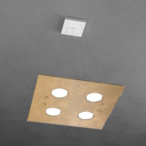 PATH SOSPENSIONE 4 LUCI ATTACCO GX53 QUADRA FOGLIA ORO (1/3)