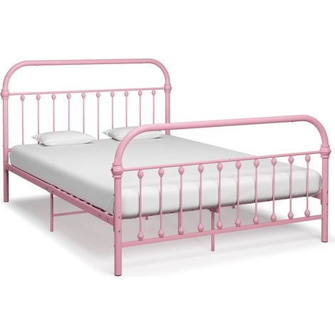 Bed Frame without Mattress Pink Metal 120x200 cm vidaXL (1/5)