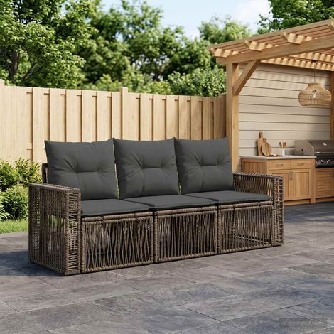 vidaXL Set Divano da Giardino 3 pcs Grigio e Grigio Scuro polyrattan (1/5)