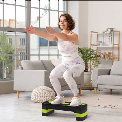 Pas aérobique 20 cm 150 kg 80x31x20 cm Vert pour la forme Antidérapant avec hauteur réglable 3 niveaux 10/15/ Charge 80x31x (1/4)