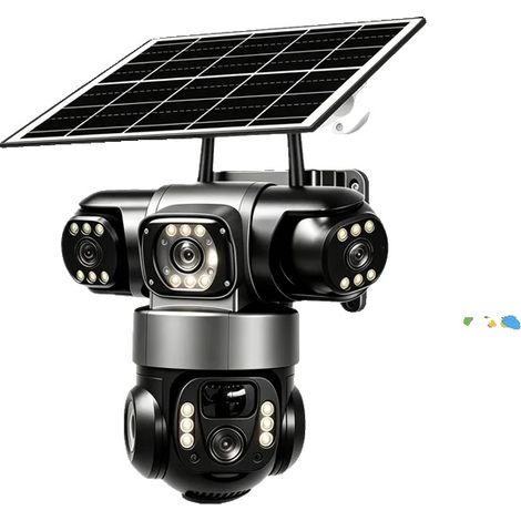 Cámara de seguridad, triple lente, alimentada por energía solar, solo cámara 4G. (1/2)
