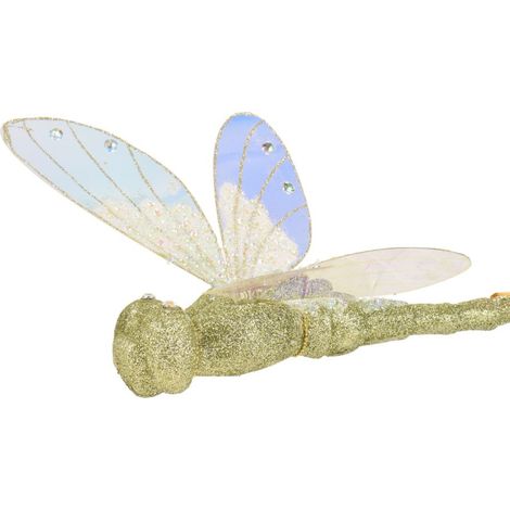 LIBELLULA GLITTER ORO GLITTER CLIP 8X38X42 CM