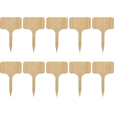Lot de 10 étiquettes décoratives en bambou, faciles à écrire, 3 mm d'épaisseur, pour jardinier, forme en T. (1/5)