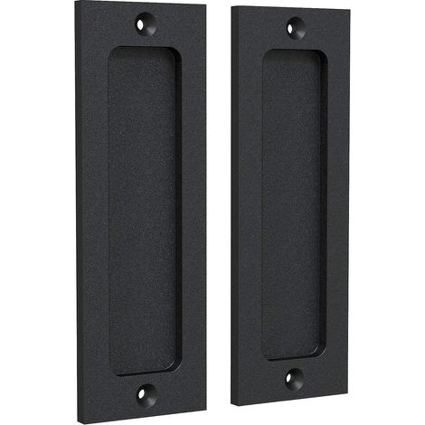 Poignées encastrées de 15 cm pour armoire - Ensemble de poignées pour porte coulissante de style grange - Plaque rectangulaire affleurante (1/5)