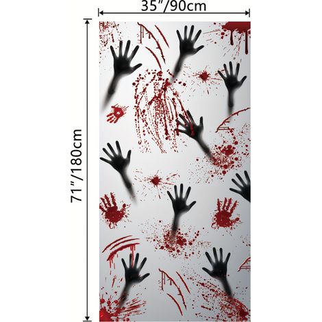 Rideau de porte de salle de bain sur le thème d'Halloween, motif Faucheuse, bannière décorative tête de mort effrayante - 90 x 180 cm (perforé + ruban) - Style 18