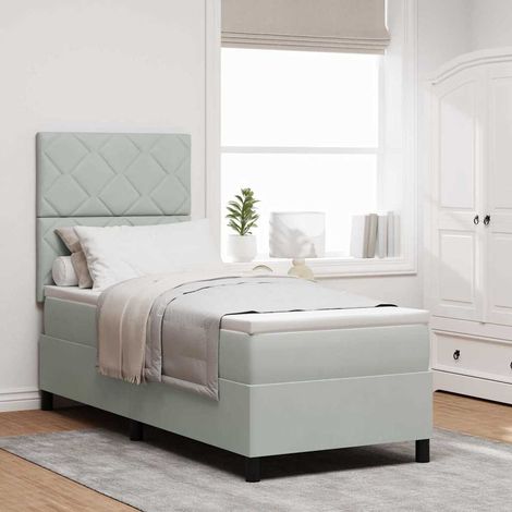 Cama tipo Box Spring Gris Claro 80 x 200 cm Terciopelo (1/5)