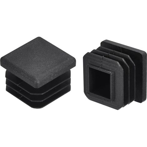 Lot de 20 bouchons carrés en plastique pour tube de 20 mm x 20 mm (0,79 pouce) pour rampe d'escalier, garde-corps, tube noir