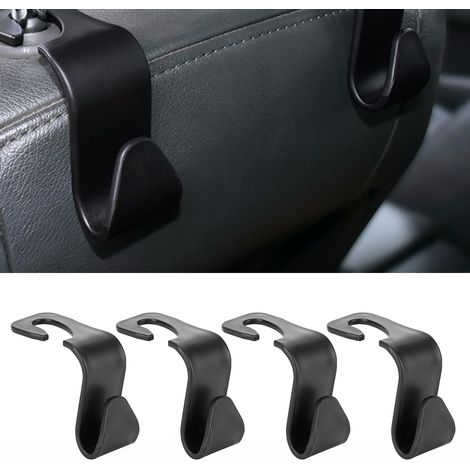 Crochet de suspension multifonction pour dossier de siège intérieur de voiture, support pour sac de rangement arrière et appui-tête (noir, lot de 4) (1/5)