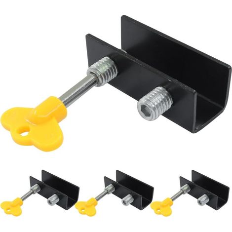Serrure de sécurité pour fenêtre coulissante en aluminium - Serrure de sécurité réglable - 14 × 16 mm, noir (1/3)