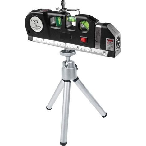 Livella laser multifunzionale da 2,5 m con metro a nastro standard e metrico e treppiede metallico retrattile. (1/5)