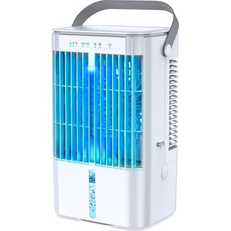 Tragbare Mini-Klimaanlage/Kühler mit Energiesparfunktionen, großem Wassertank, 3-stufiger Kühlung, 7-farbiger LED-Beleuchtung, Timer und geringem Geräuschpegel für den Heimgebrauch usw.
