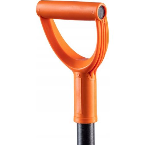Pelle, L : 125 cm, pelle de jardin, pelle à manche en acier, pelle, pelle à tombes, pelle à tombes pour jardin, pelle à plantes, pelle de jardin à manche en métal (plate, noire/orange) (1/5)