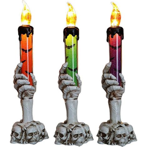 Décorations d'Halloween, piquets lumineux en forme de mains tenant des bougies, piquets lumineux étanches pour fêtes intérieures et extérieures (1/5)
