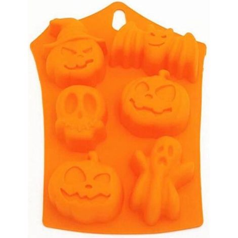 Moule silicone 3D Halloween balai, citrouille, grenouille et sorcière, gâteau fondant chocolat (1/5)