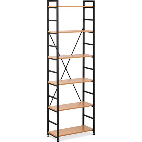 Librería robusta y elegante 60 x 28 x 1825 cm 150 kg acero pintado y aglomerado marrón 140006156 (1/5)