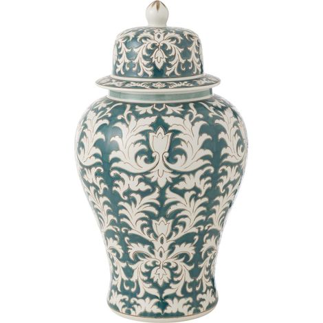 Vase Déco en Verre "Victoria" 51cm Vert & Blanc (1/4)