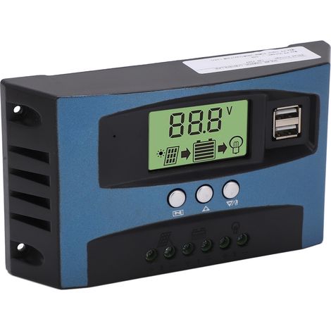 Régulateur de charge solaire MPPT 12V/24V 30A, identification intelligente, affichage LCD, contrôleur de panneau solaire avec sortie 10A (1/5)