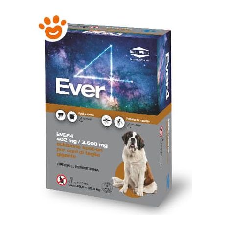 Slais Dog Ever 4 per Cani di Taglia Molto Grande (40-60 kg) - Confezione 4 Pipette - Antiparassitari CANE