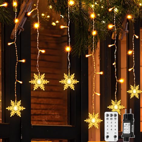 9m Guirlande Lumineuse Flocon de Neige 360 LED 11 Modes d'Éclairage Étanche IP44 Extérieur 3 Minuterie Mémoire Intensité Variable 31V avec Télécommande Guirlande de Noël Intérieur pour Sapin Chambre (1/5)
