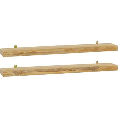 Mensole da Parete 2 pz 90x15x4 cm in Legno Massello di Teak vidaXL