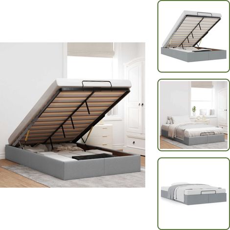 Ottoman-Bett ohne Matratze Hellgrau 120x200 cm Stoff - Ottoman-Bett - Ottoman-Betten - Bettrahmen - Bettgestell