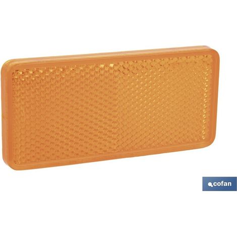 Catadióptrico rectangular ámbar 94 x 44 mm con adhesivo resistente y homologado