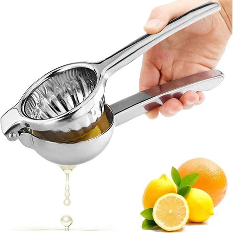 Presse Agrumes Manuel Argenté, Presse Citron Acier Inoxydable Résistant, Presse Orange Robuste pour Presser Citrons, Verts Ou Autres Fruits, Presse Fruit pour Cuisine, Bar, Restaurant (8cm Diamètre) (1/5)