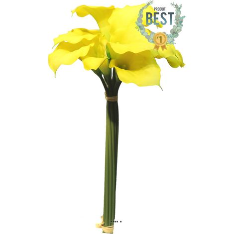 Bouquet d'Arum Calla artificiel, 12 têtes, H 45 cm Jaune - BEST - couleur: Jaune (1/3)